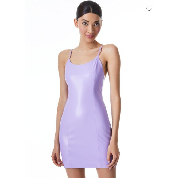 Alice Olivia Dress 6 Nelle Purple Vegan Faux Leather Mini Bodycon Party Sexy - Picture 3 of 15